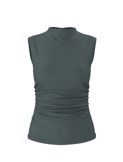 Grey shirred cotton tank top.