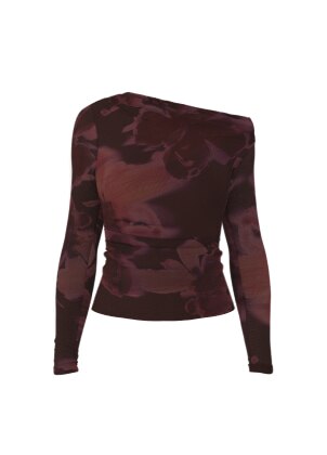 Red floral off shoulder top.