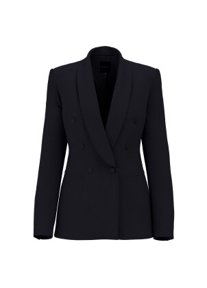 Black double-breasted blazer.