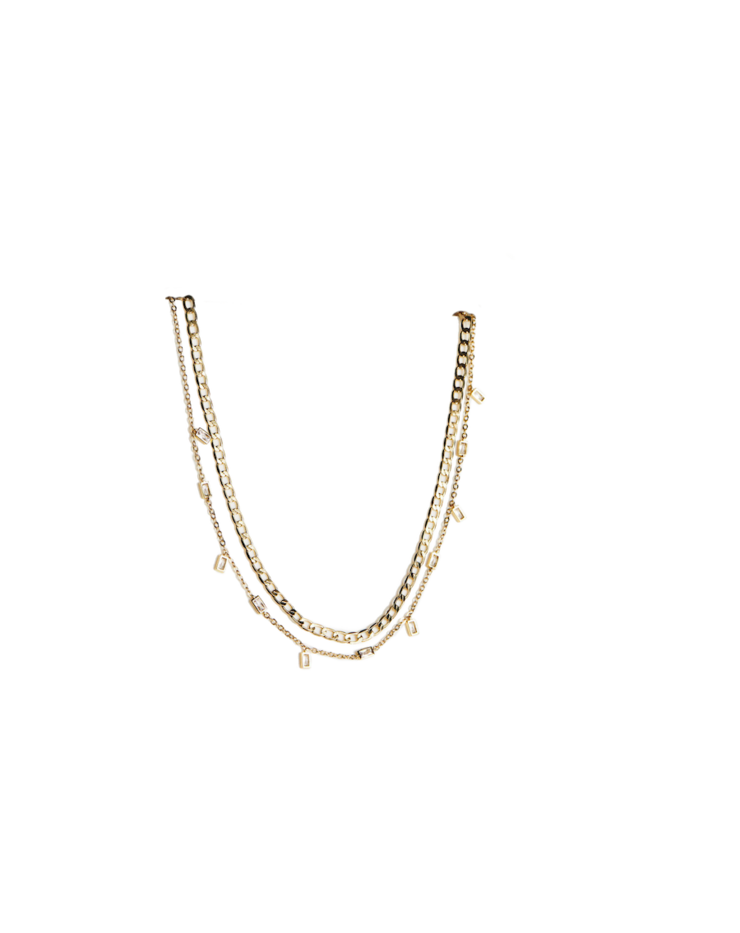 14k gold plated layered chain.