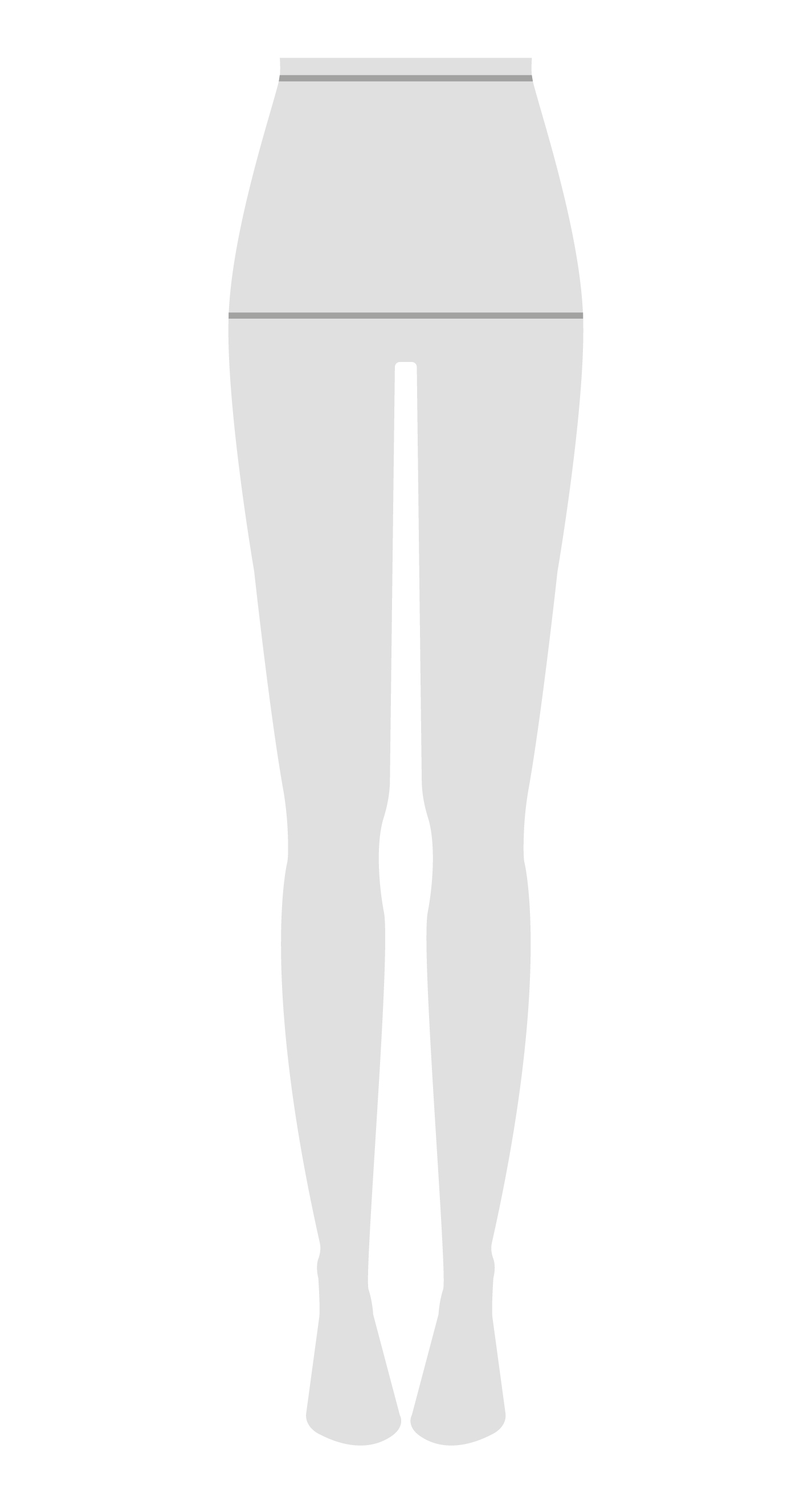 A silhouette of a mannequin with lines on the waist and hips indicating where to measure.
