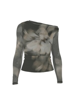 Black and khaki floral off shoulder top.