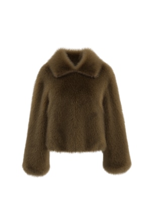 Brown faux fur jacket.