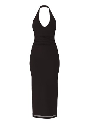 Brown halter neck maxi dress.